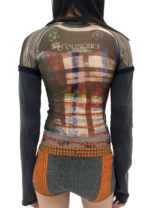 Ottolinger Mesh Longsleeve T-Shirt Racing Plaid Print