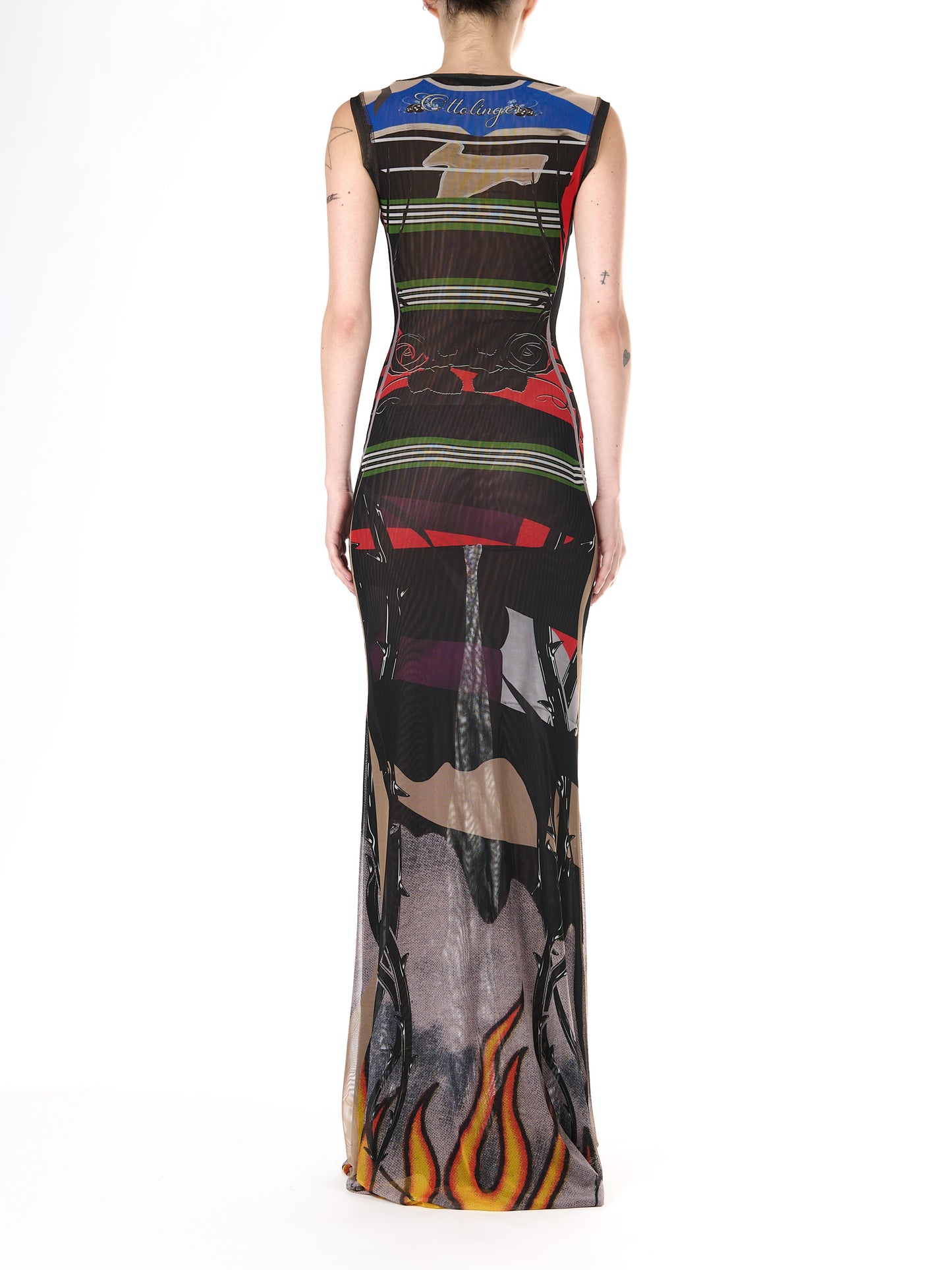 Ottolinger Mesh Maxi Dress Polo Print Black