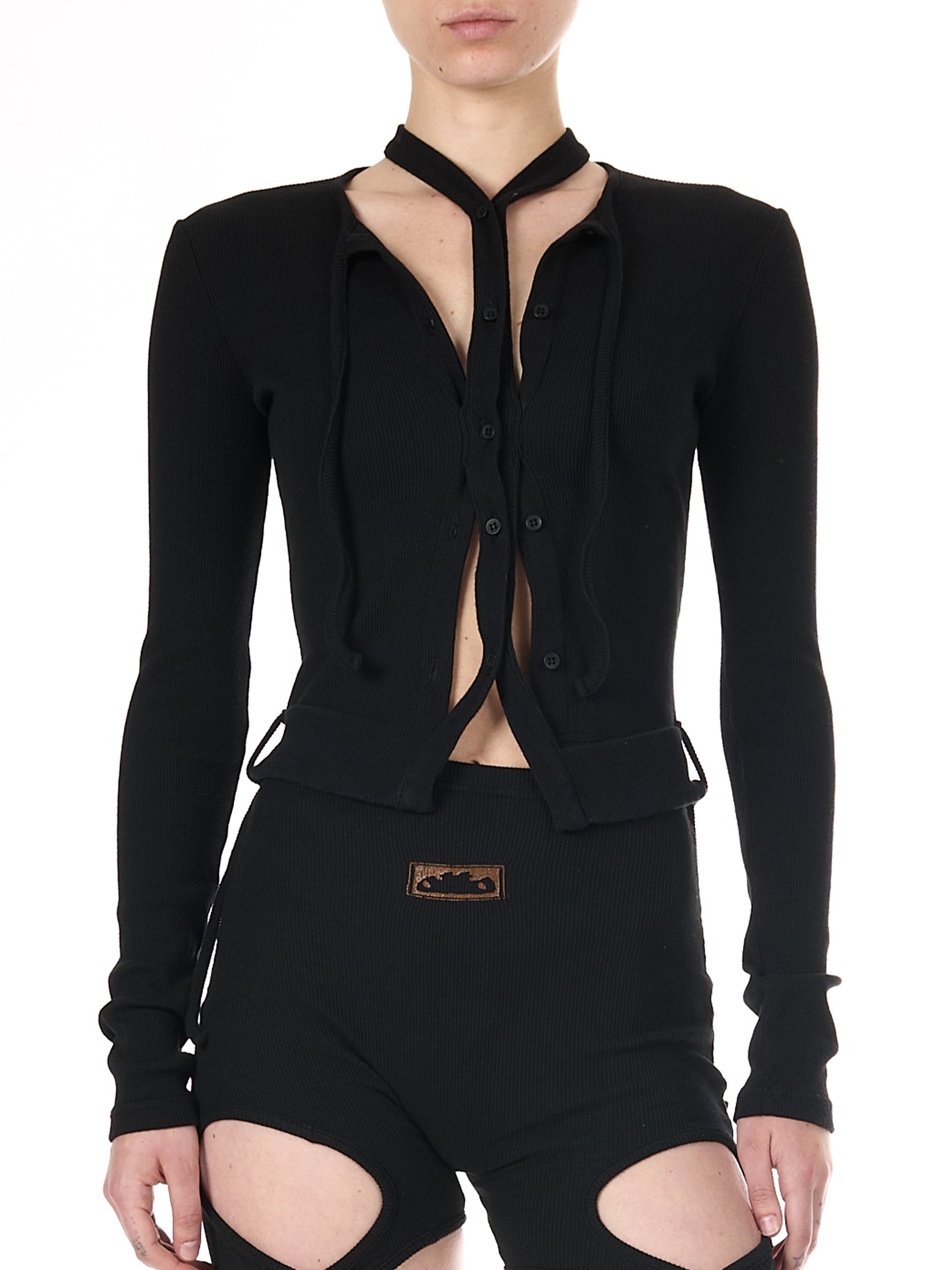 Ottolinger Double Closure Rib Cardigan Black
