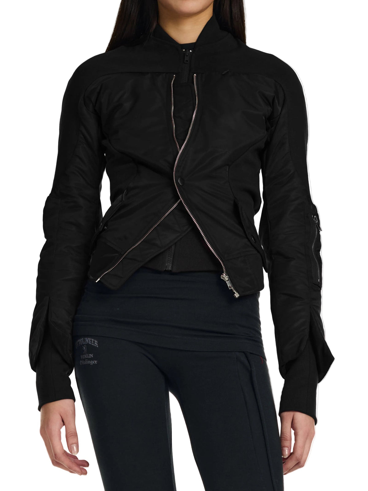 Ottolinger Woven Double-Closure Silhouette Bomber Black