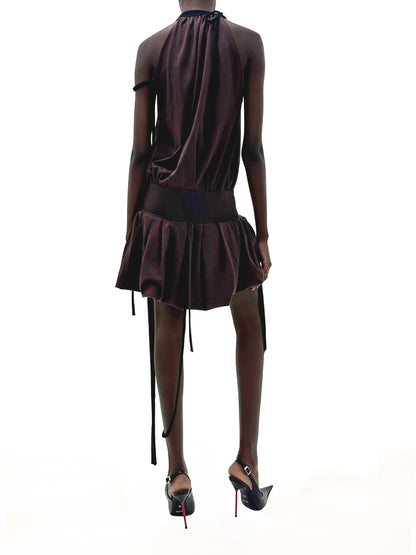 Ottolinger Jersey Neckholder Balloon Dress Brown