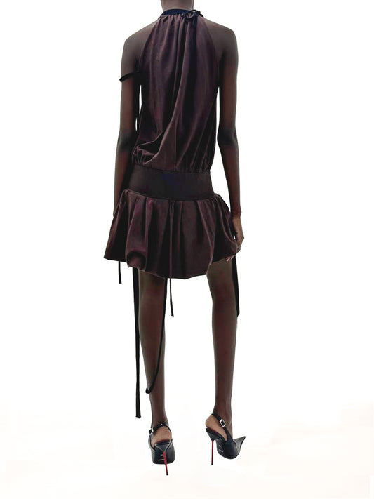 Ottolinger Jersey Neckholder Balloon Dress Brown