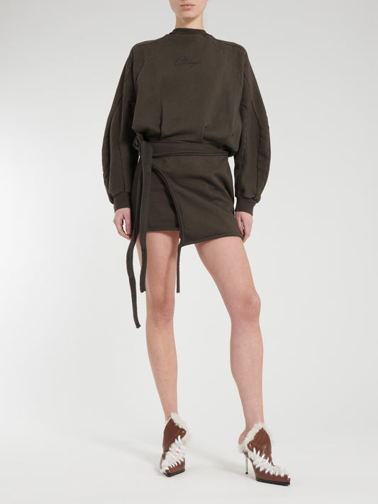 Ottolinger Drape Jersey Mini Dress Brown