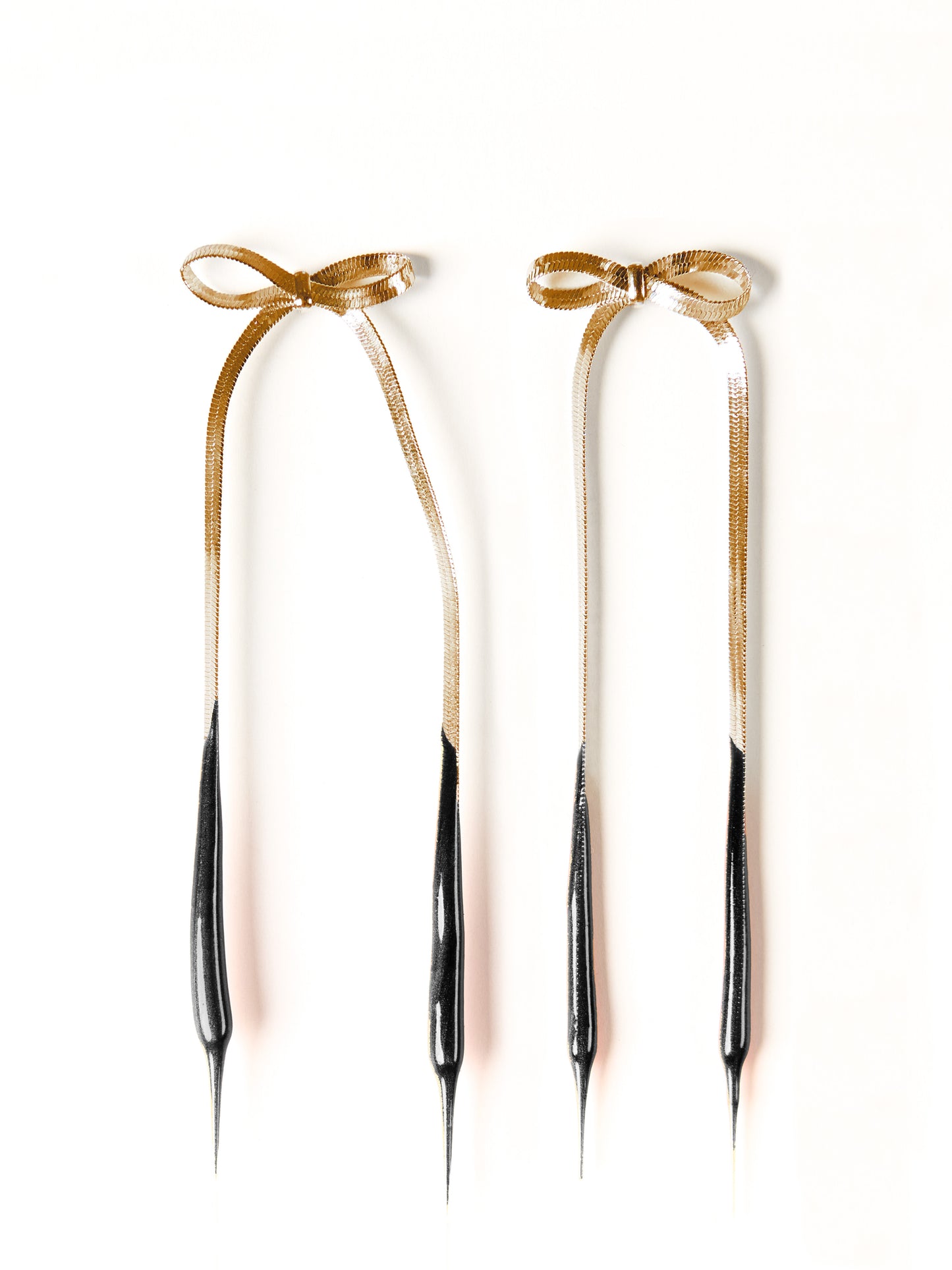Ottolinger Laced Bow Earrings Gold & Black
