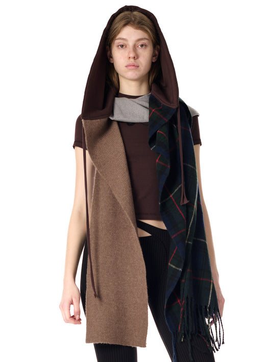 Ottolinger Deconstructed Hoodie Scarf Brown & Gray