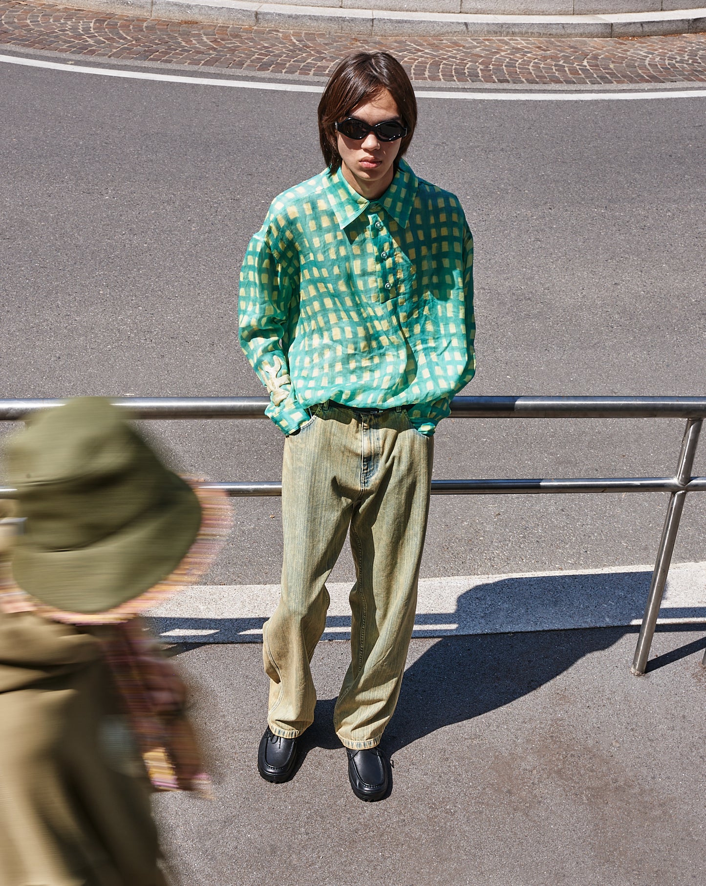 Bonsai Check Work Shirt Oversize Fit Yellow & Blue
