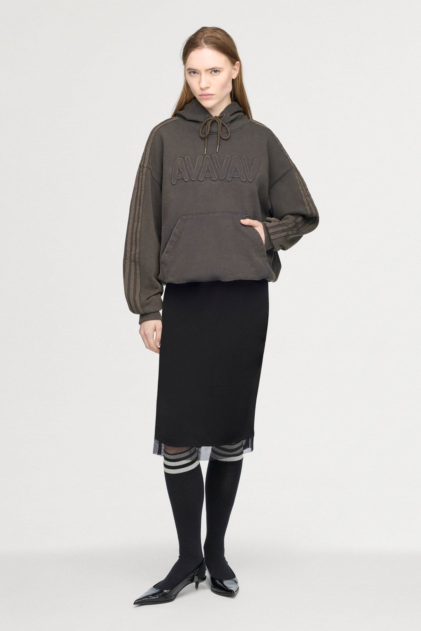 adidas Originals By Avavav Embossed Hoodie Carbon