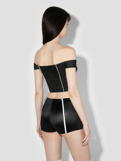 MISSBHV Monogram Nylon Corset Top Black