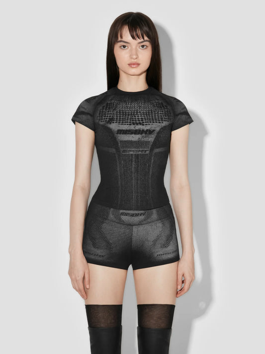 MISSBHV Activewear Printed Jersey Tee Black