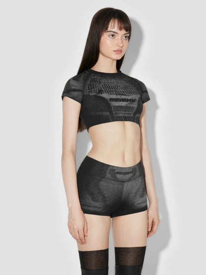 MISSBHV Activewear Printed Jersey Cropped Tee Black