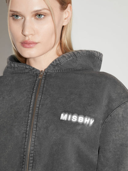MISSBHV Community Cropped Zipped Hoodie Black
