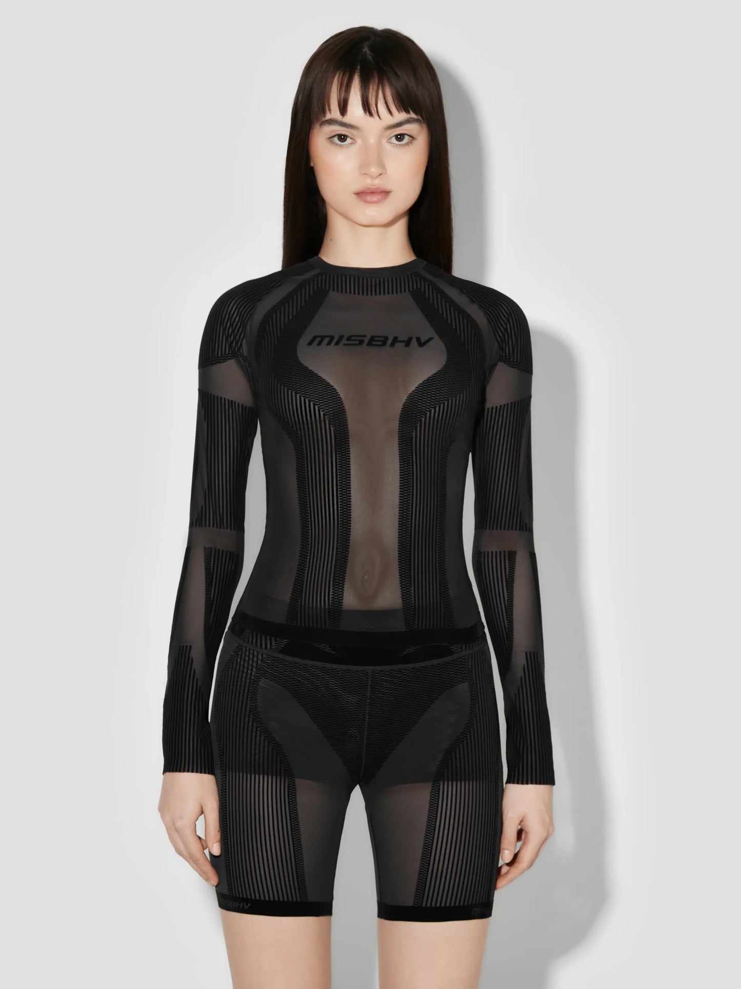 MISSBHV Flock Mesh Sport Longsleeve Top Black