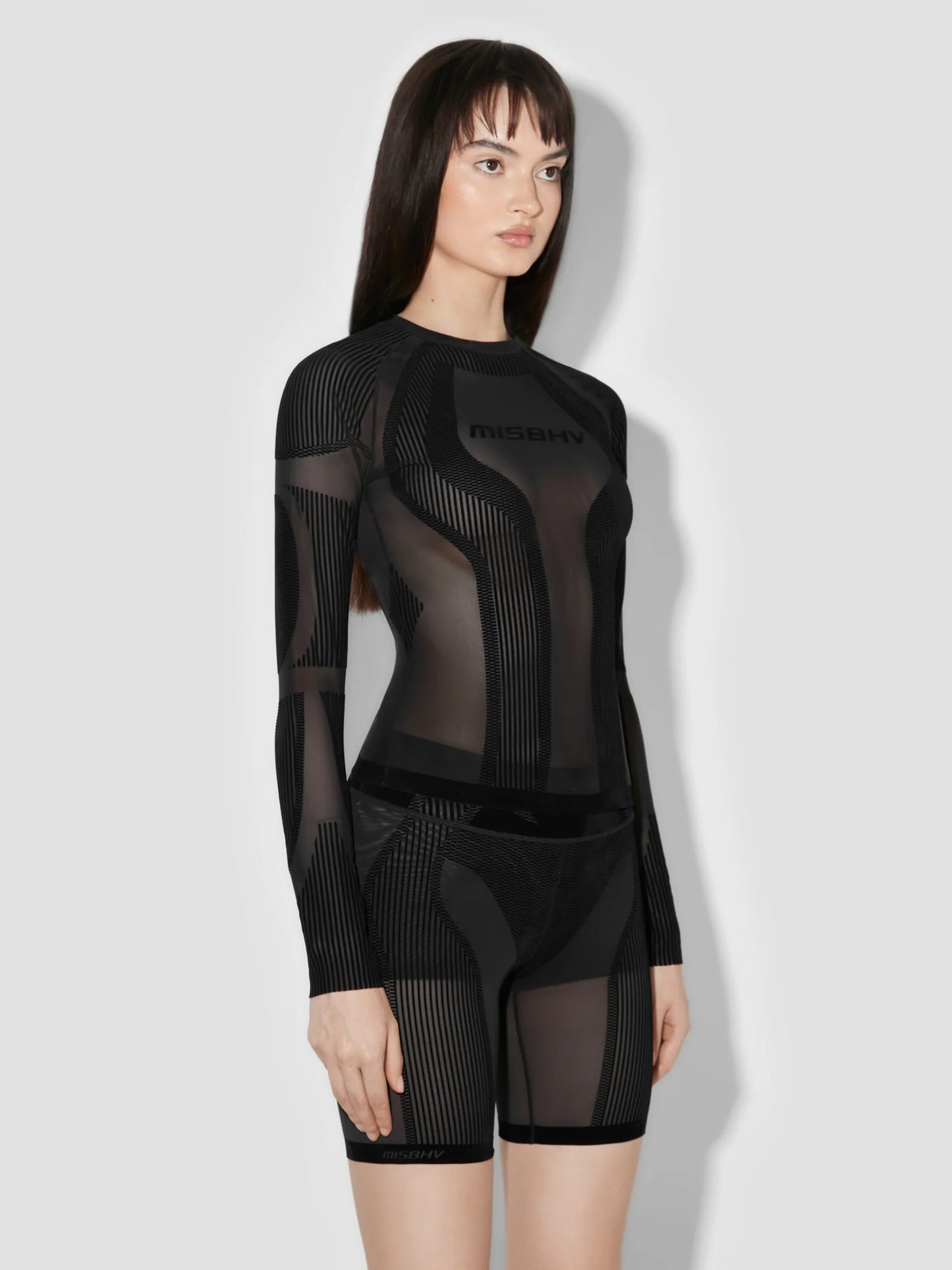 MISSBHV Flock Mesh Sport Longsleeve Top Black