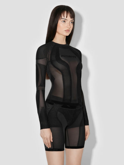 MISSBHV Flock Mesh Sport Longsleeve Top Black