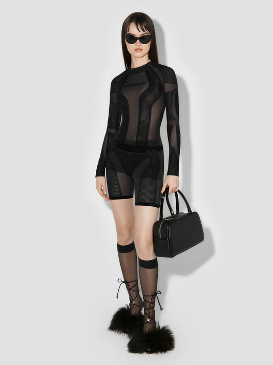 MISSBHV Flock Mesh Sport Shorts Black