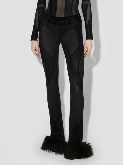 MISSBHV Flock Mesh Sport Flared Pant Black
