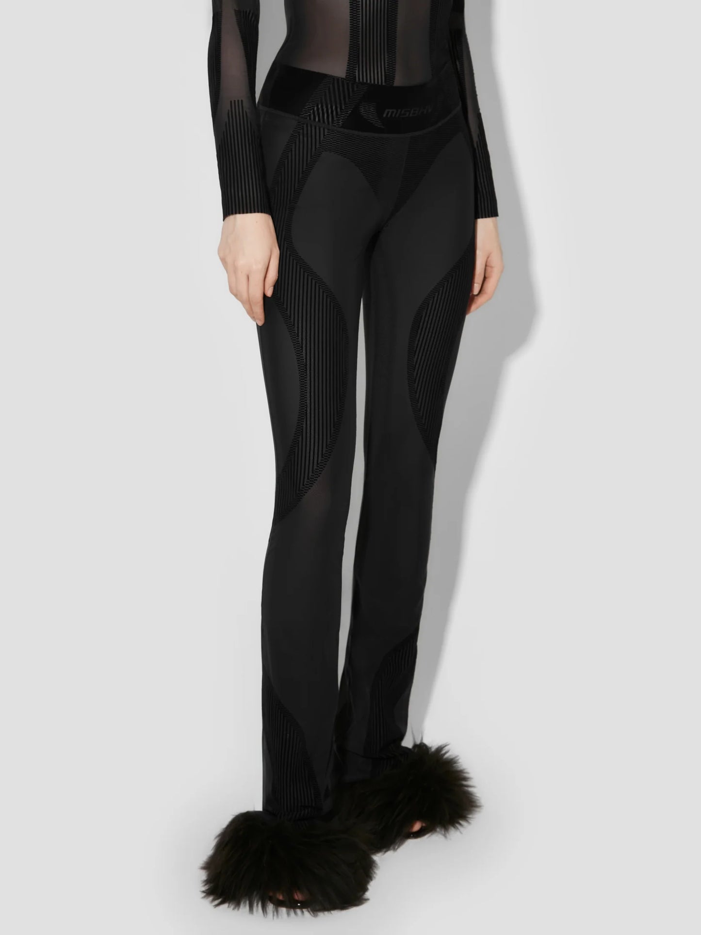 MISSBHV Flock Mesh Sport Flared Pant Black