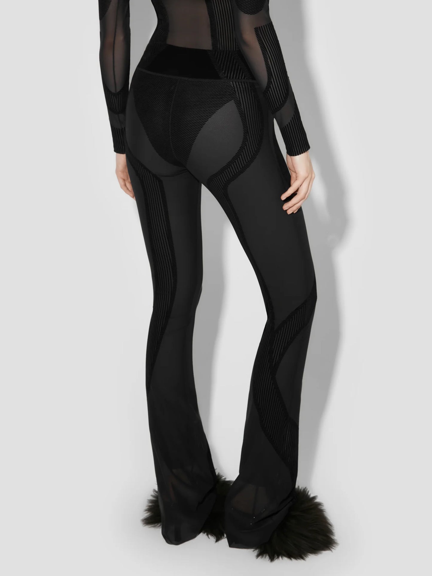 MISSBHV Flock Mesh Sport Flared Pant Black