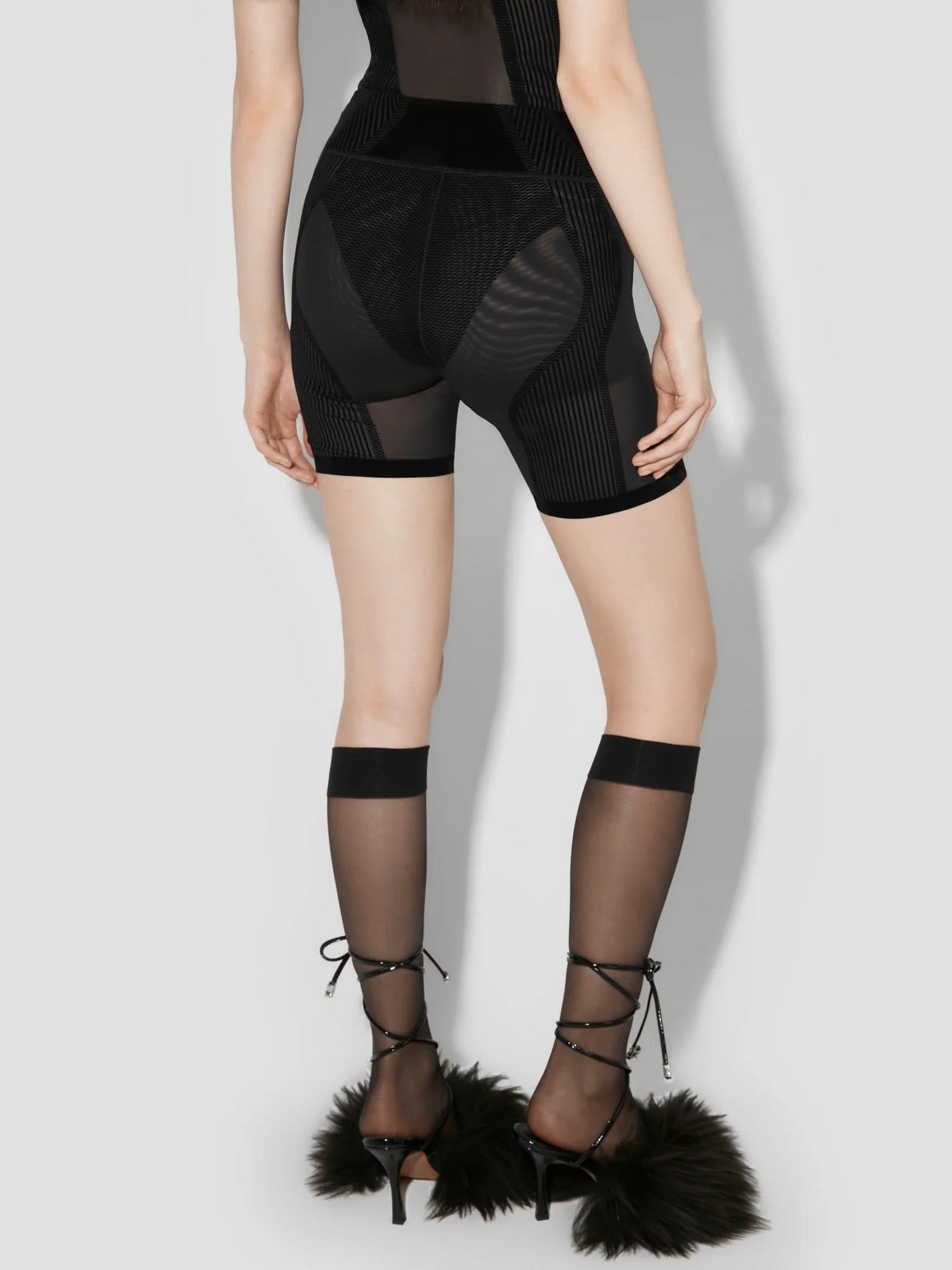 MISSBHV Flock Mesh Sport Shorts Black