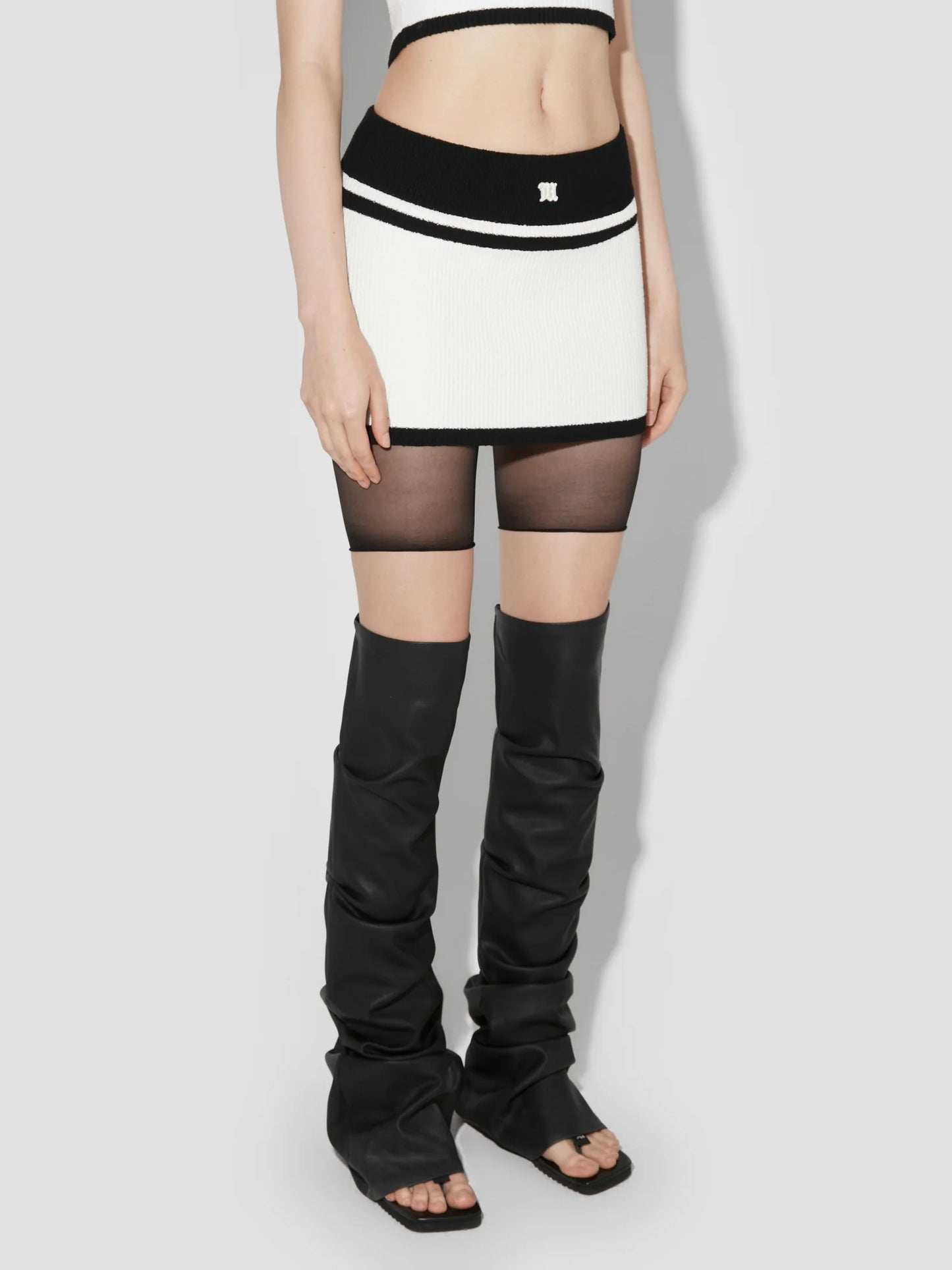 MISSBHV Fluffy Cannes Mini Skirt Black & White
