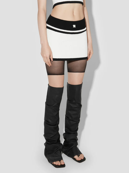 MISSBHV Fluffy Cannes Mini Skirt Black & White
