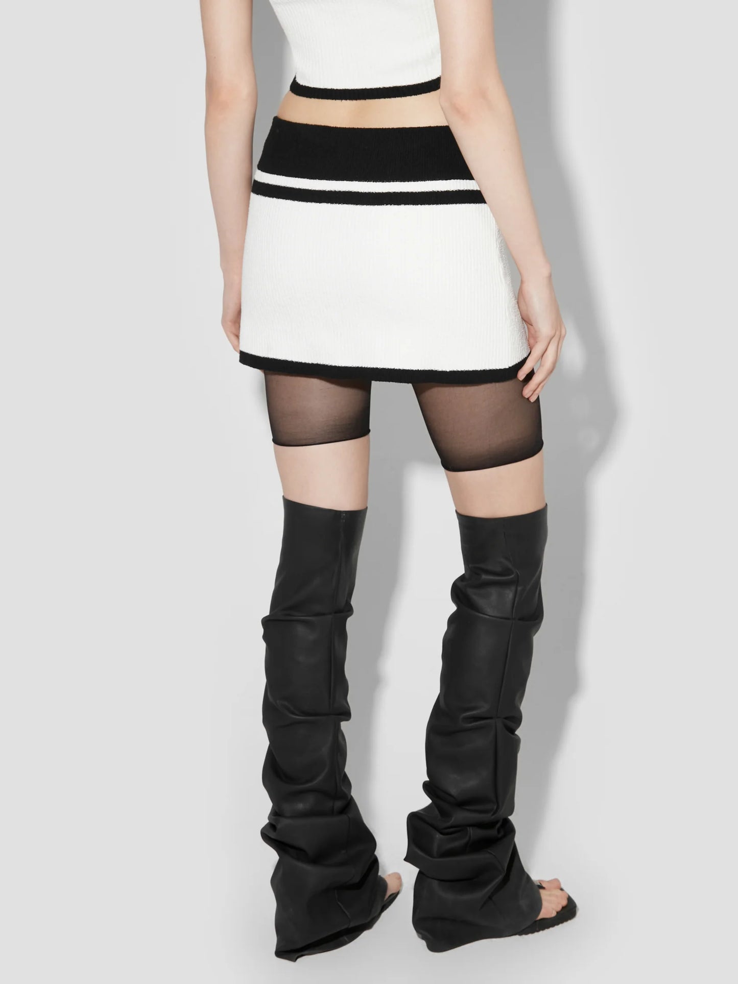 MISSBHV Fluffy Cannes Mini Skirt Black & White