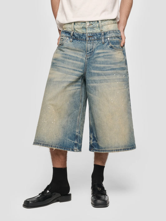 MISBHV 2IN1 Denim Dirt Baggy Shorts