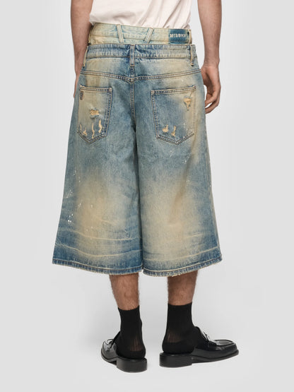 MISBHV 2IN1 Denim Dirt Baggy Shorts