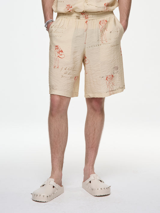MISBHV Devil&Angel Shorts Poscard Beige