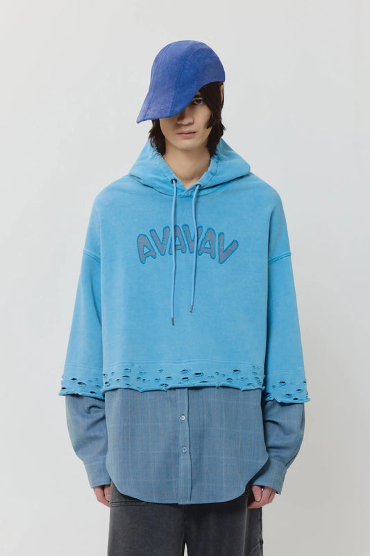 AVAVAV Button Up Hoodie Blue