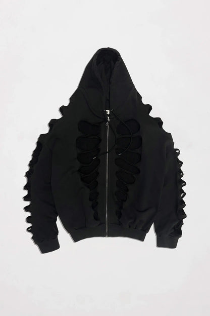 AVAVAV Cut Shoulderless Hoodie Black