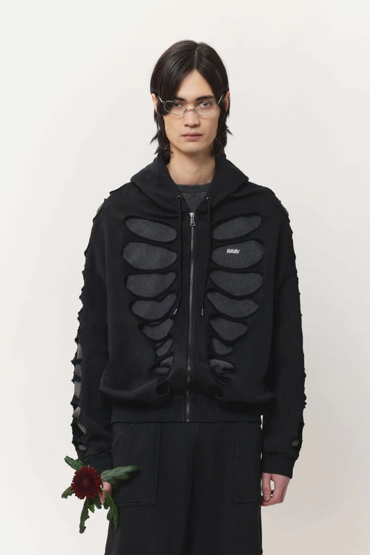 AVAVAV Cut Shoulderless Hoodie Black