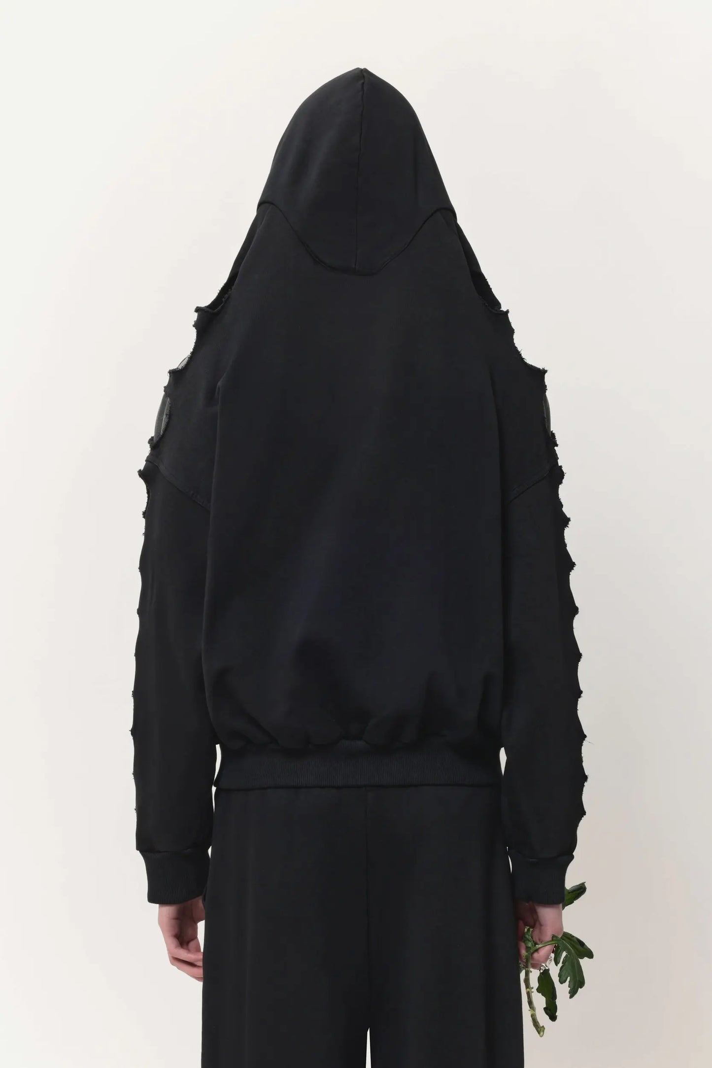 AVAVAV Cut Shoulderless Hoodie Black