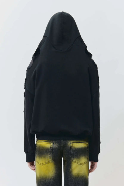 AVAVAV Cut Shoulderless Hoodie Black