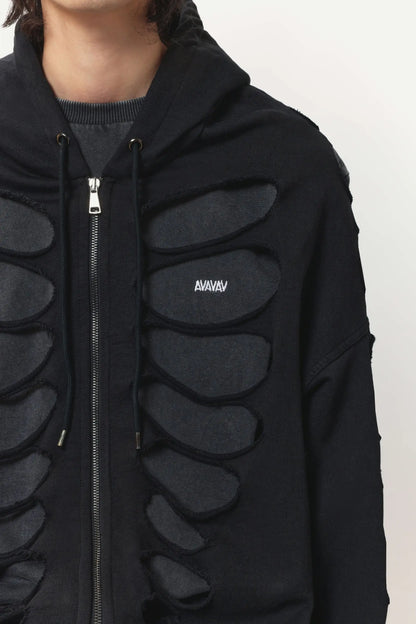AVAVAV Cut Shoulderless Hoodie Black