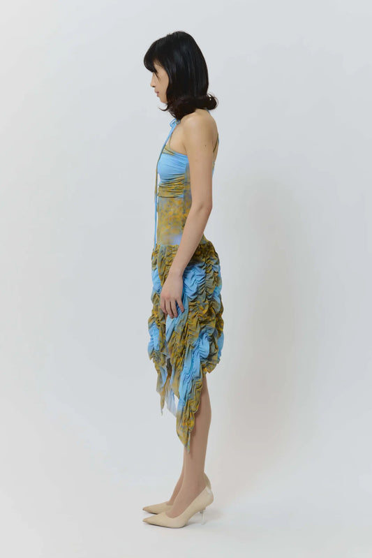 AVAVAV Smock Mini Dress Yellow & Blue