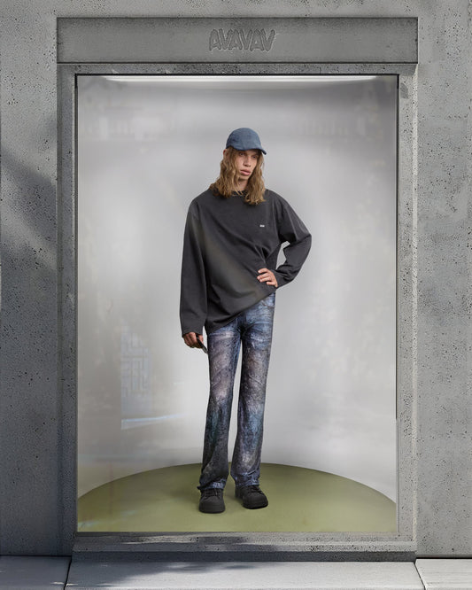 AVAVAV Denim Printed Pants Blue