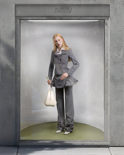 AVAVAV Pants Pinstripe With Buttons Grey