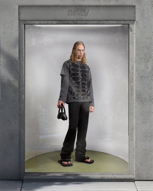 AVAVAV Semi-Distressed Double Layer T-shirt Black