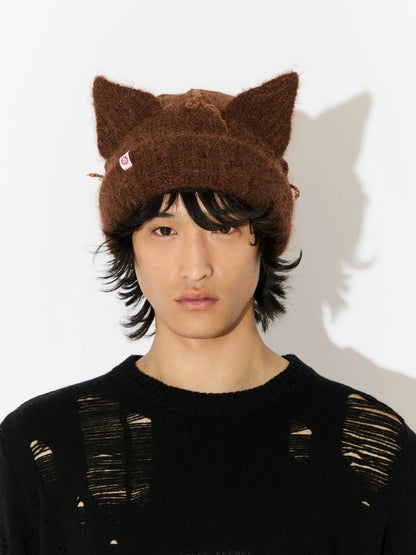 Charles Jeffrey LOVERBOY Alpaca Chunky Ears Beanie Brown