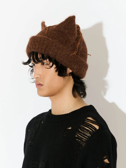 Charles Jeffrey LOVERBOY Alpaca Chunky Ears Beanie Brown