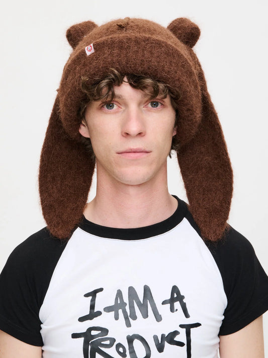 Charles Jeffrey LOVERBOY Alpaca Chunky Rabbit Beanie Brown