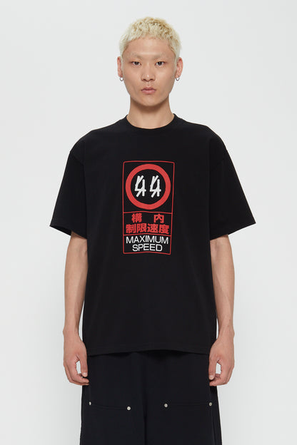 44Label Red Warning Risk Tee Black