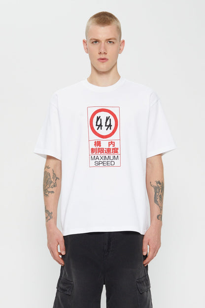 44Label Red Warning Risk Tee Black
