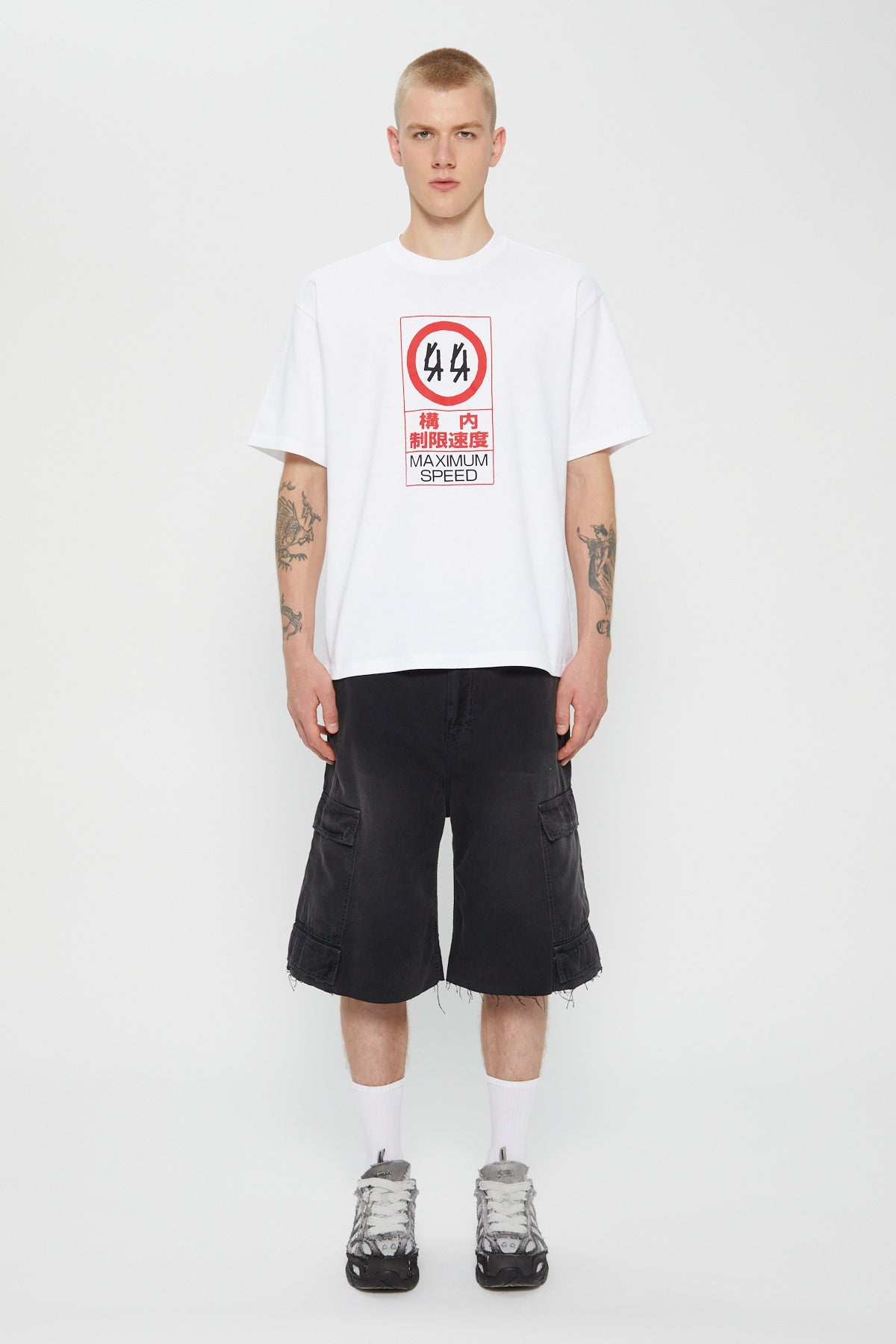 44Label Red Warning Risk Tee Black