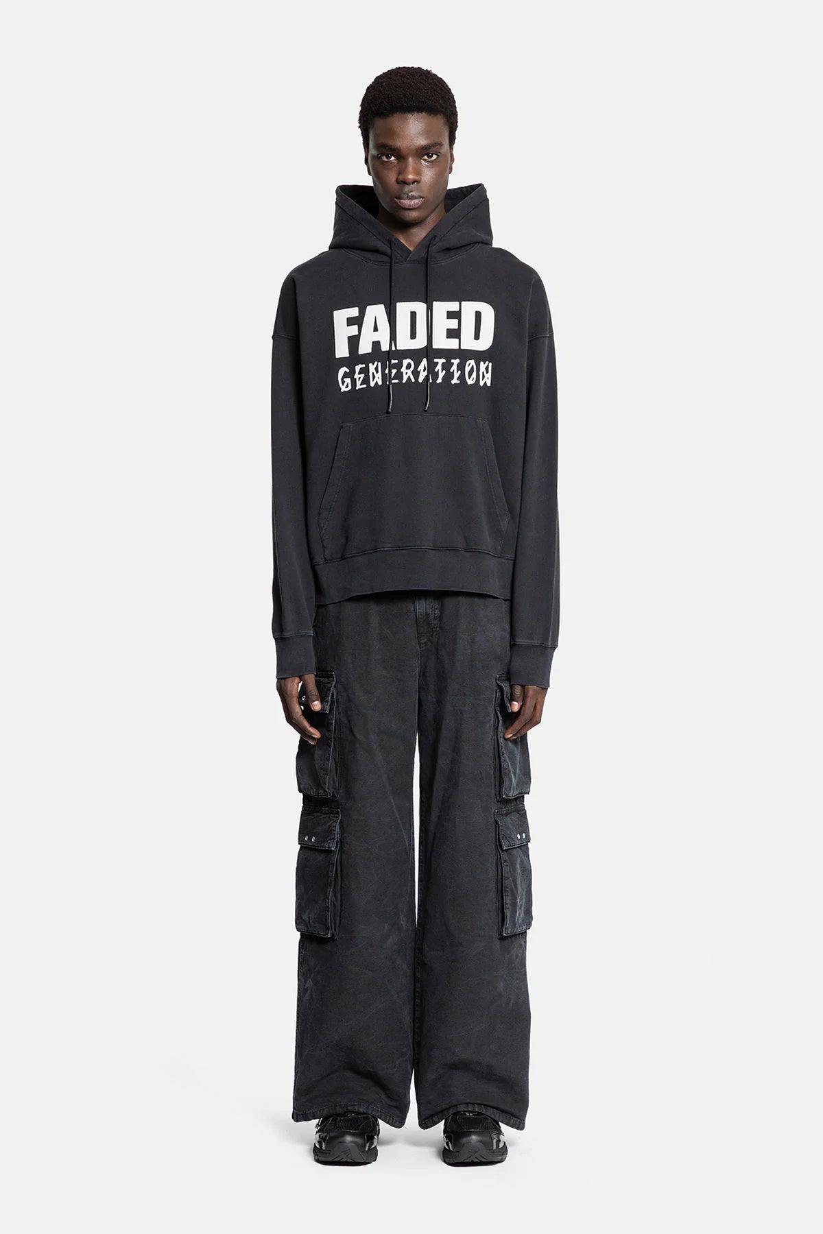 44Label Faded Gen Hoodie Black