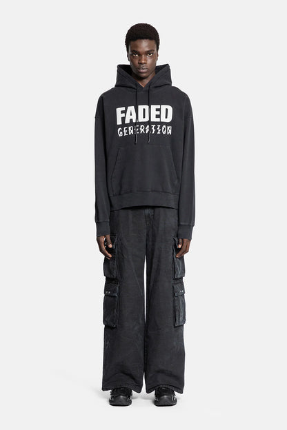 44Label Faded Gen Hoodie Black