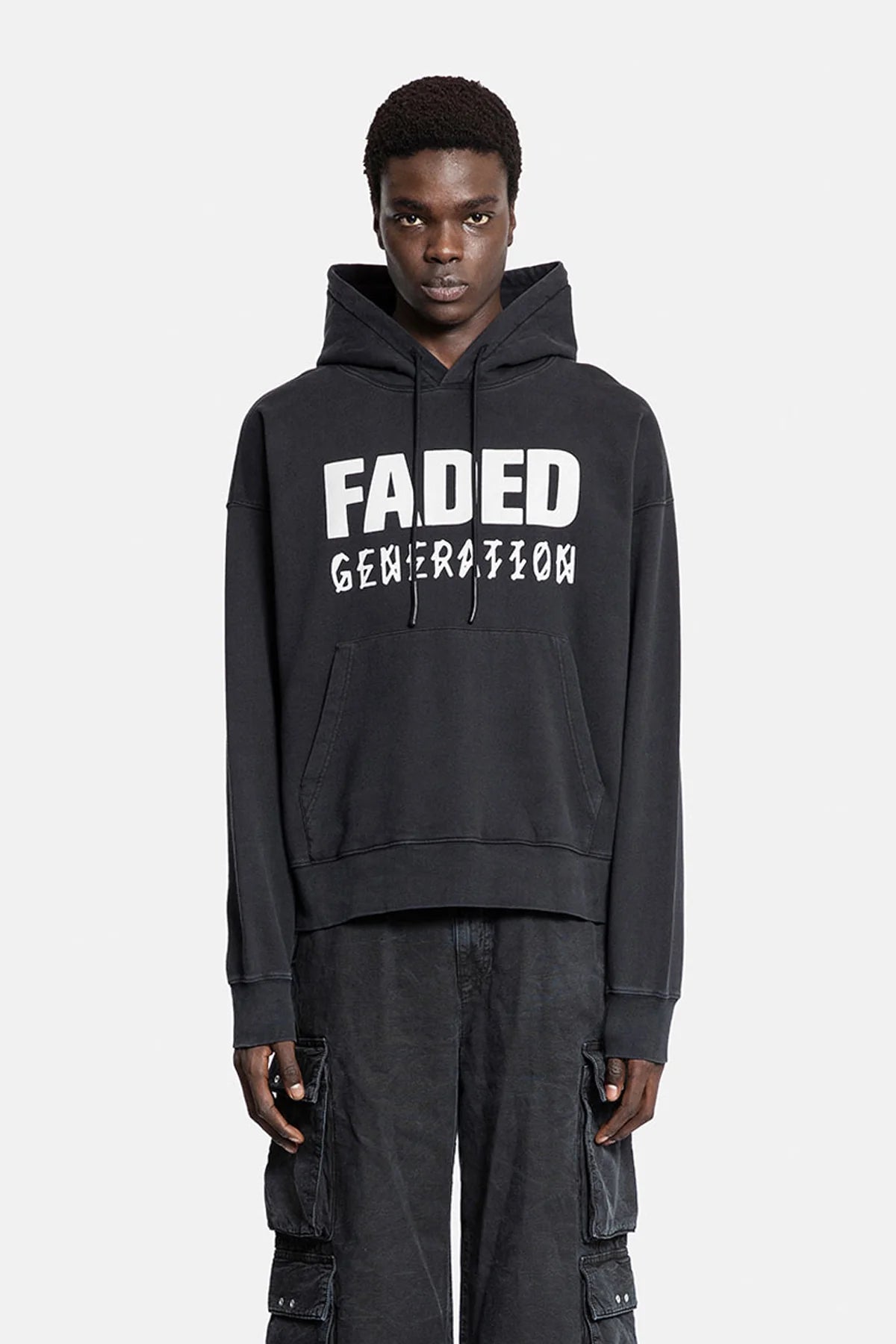 44Label Faded Gen Hoodie Black
