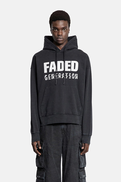 44Label Faded Gen Hoodie Black
