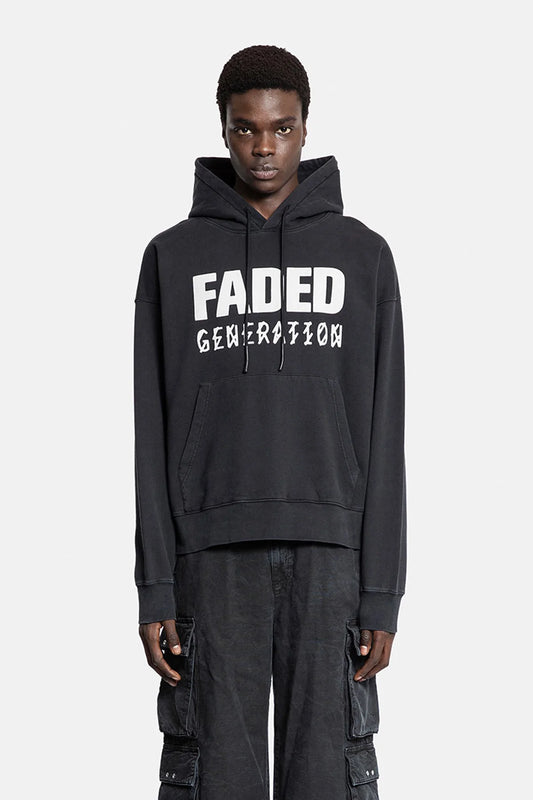 44Label Faded Gen Hoodie Black